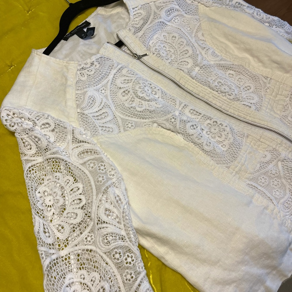 INC Linen and Lace Blazer white size 2x - Picture 2 of 4